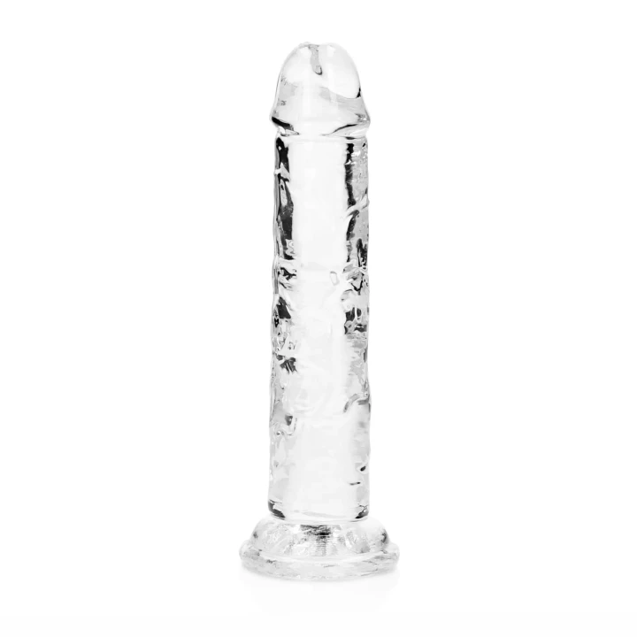 Dildo REALROCK CRYSTAL CLEAR - 6,1''/15,5 cm, przyssawka, bez ftalanów, wodoodporne