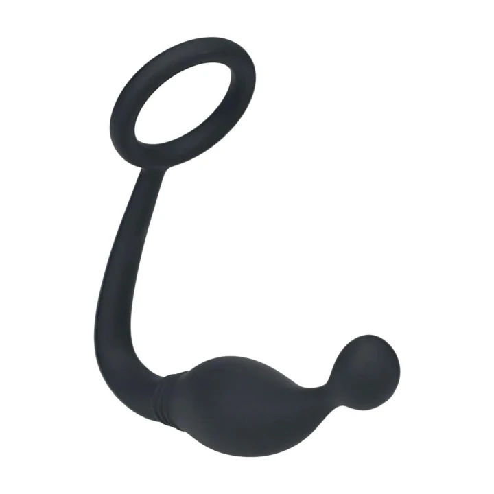 Pierścień erekcyjny z stymulatorem prostaty LEVELZ, rozmiar M, czarny, silikonu premium