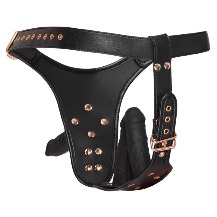 Strap-on z dildo Bad Kitty 2XL, 3 rozmiary, skóra ekologiczna, regulowane zapięcie