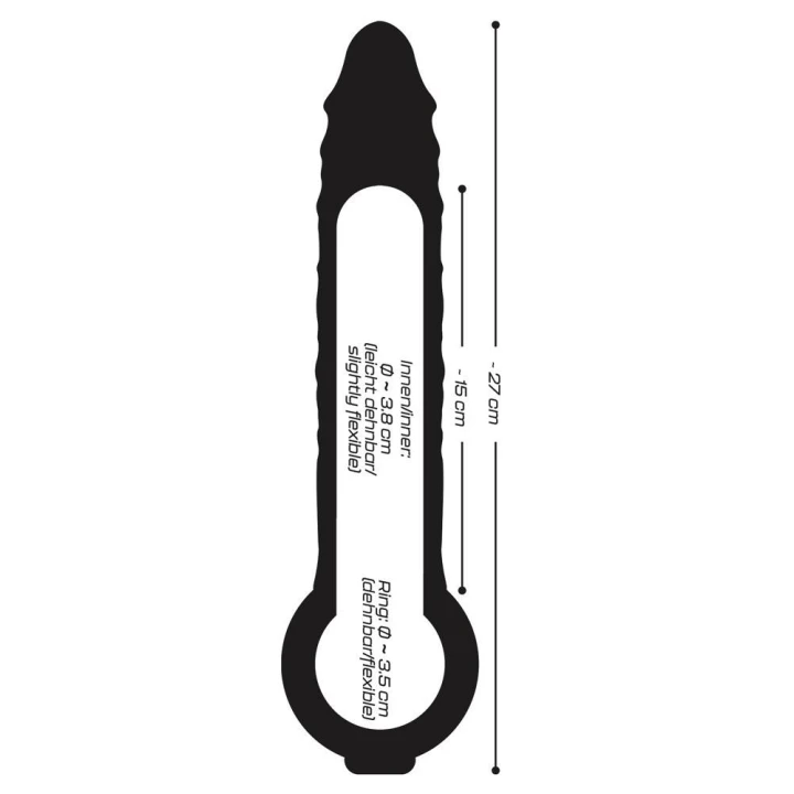 Rękaw na penisa Crystal Clear, TPE, długość 27,8 cm, elastyczny z pierścieniem na jądra