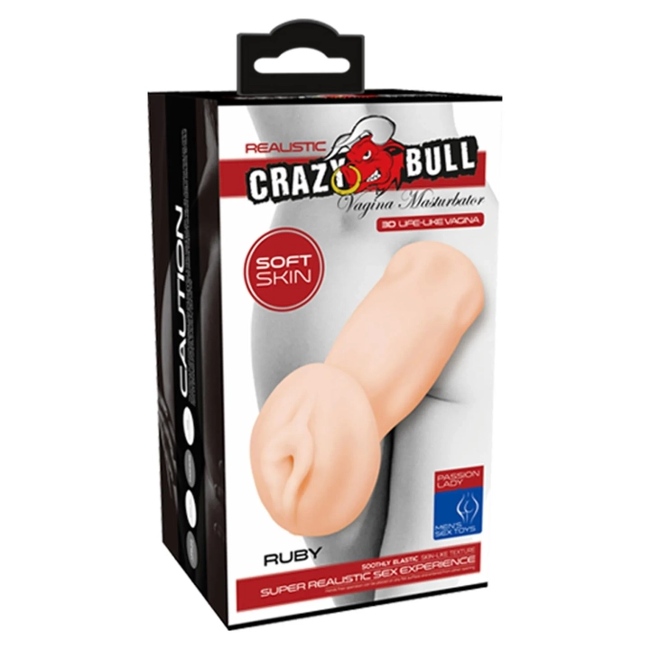 Masturbator TPR CRAZY BULL, Ruby - z wibracjami i ergonomicznym kształtem