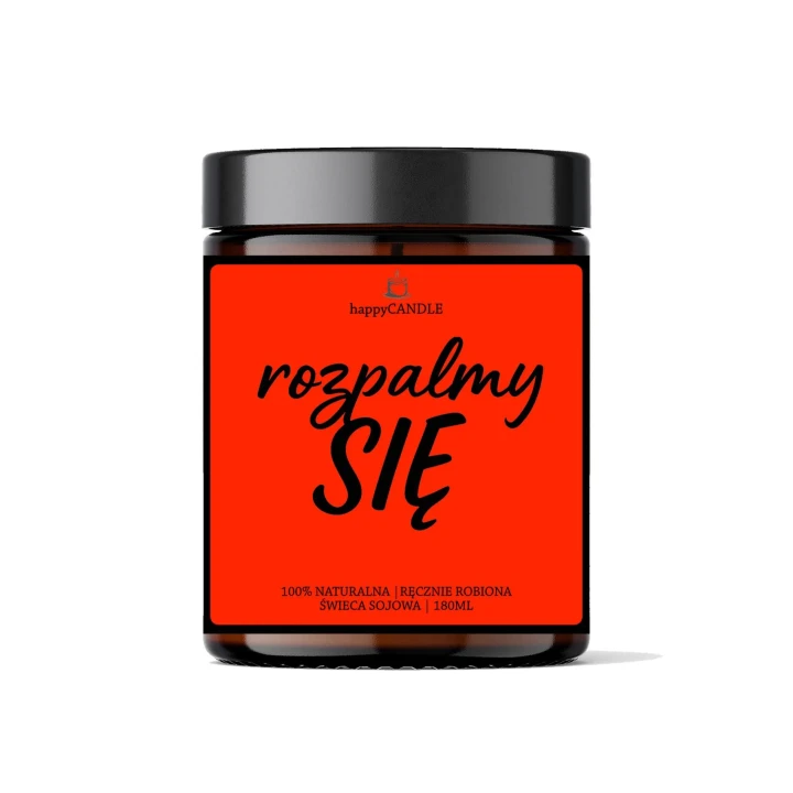 Świeca sojowa ROZPALMY SIĘ - ręcznie robiona, długo paląca się, zmysłowy zapach