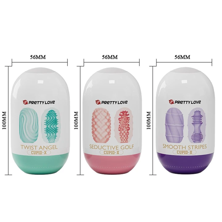Masturbator TPR ABS CUPID X z 3 teksturami, 3 kolorami, rozciągliwy i dyskretny