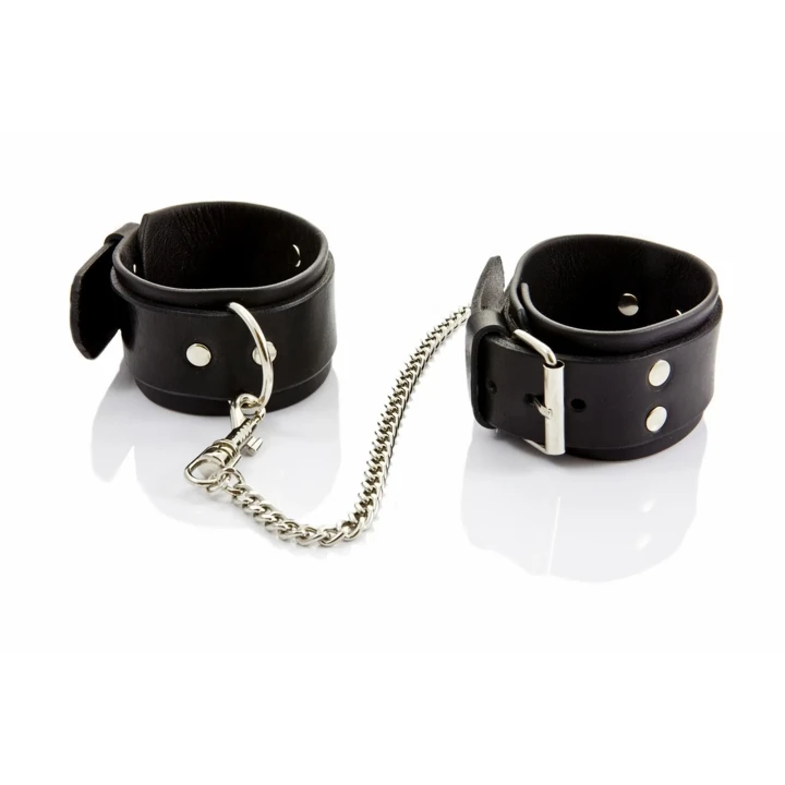 Kajdanki WHIPS męskie, skóra naturalna, regulacja 21-25 cm, 4 cm szerokości