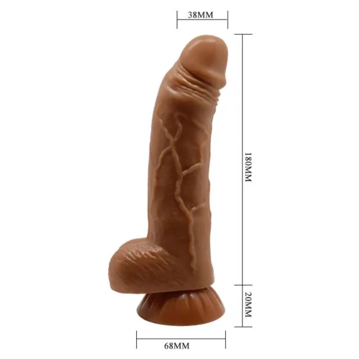 Dildo BAILE 7,8'' - elastyczna tekstura, wodoodporny, z przyssawką