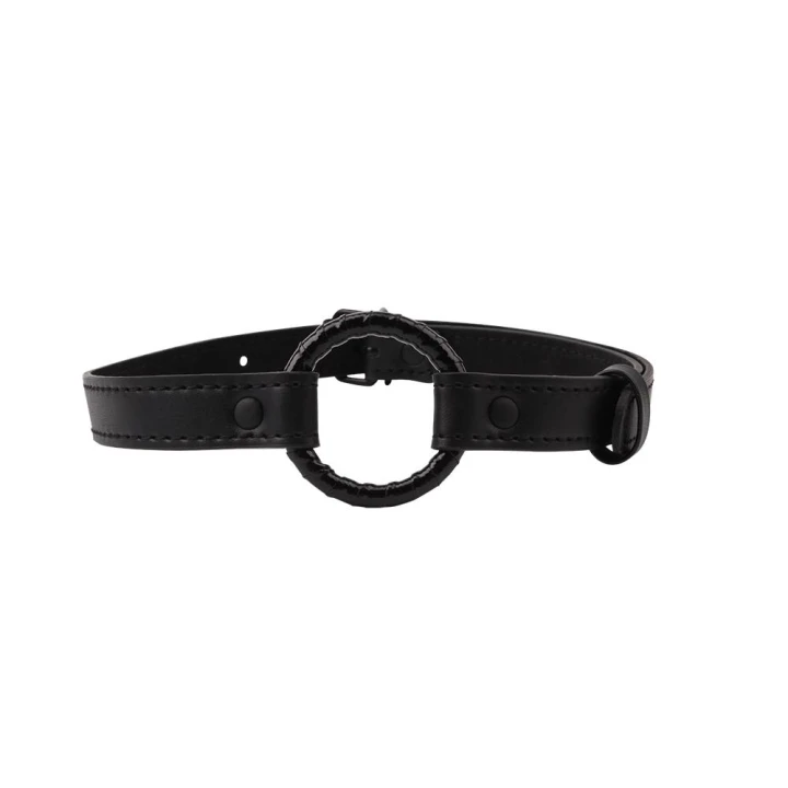 O-ring Gag metalowy 4,7 cm, regulowany pasek, PU+Metal, czarny