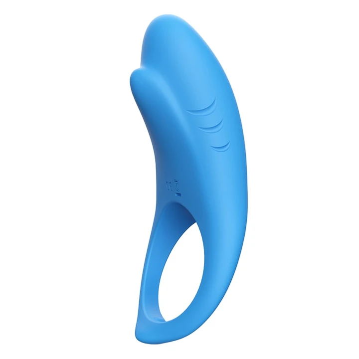 Pierścień na penisa Shark, niebieski, zdalne sterowanie, 9 trybów wibracji, wodoodporny