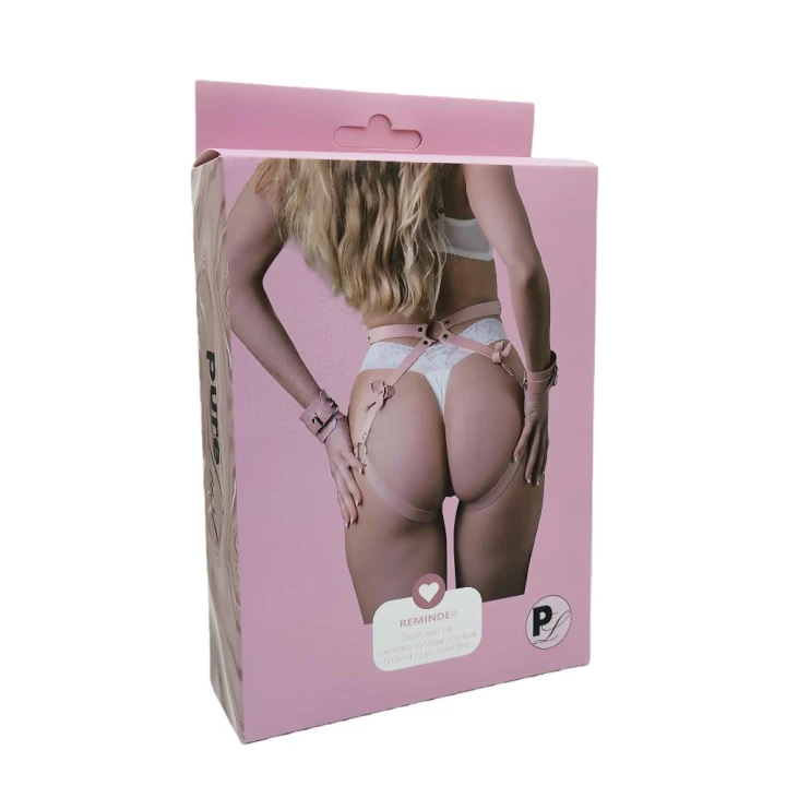 Uprząż erotyczna Pure Lust Marie - różowy, delikatna estetyka, metalowe akcenty