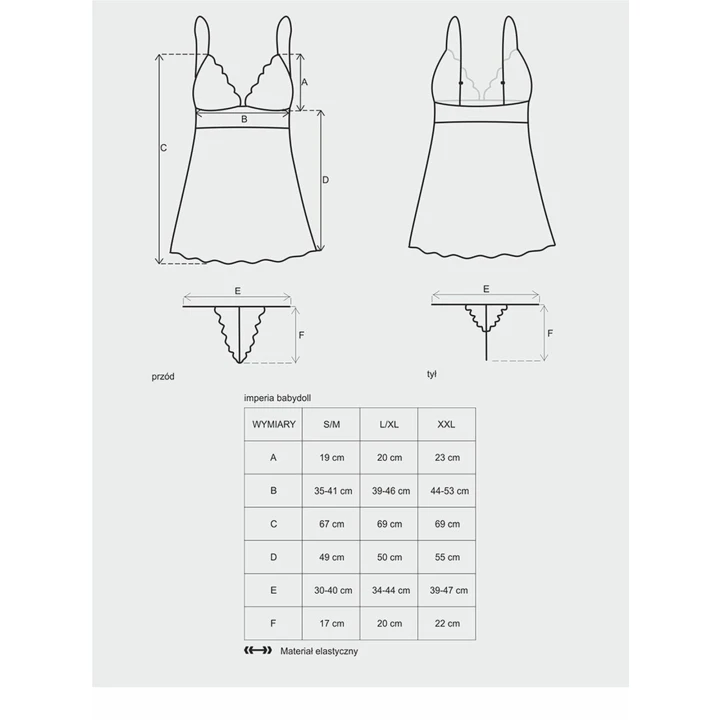 Bielizna erotyczna OBSESSIVE Idillia babydoll L/XL, koronka, regulowane ramiączka