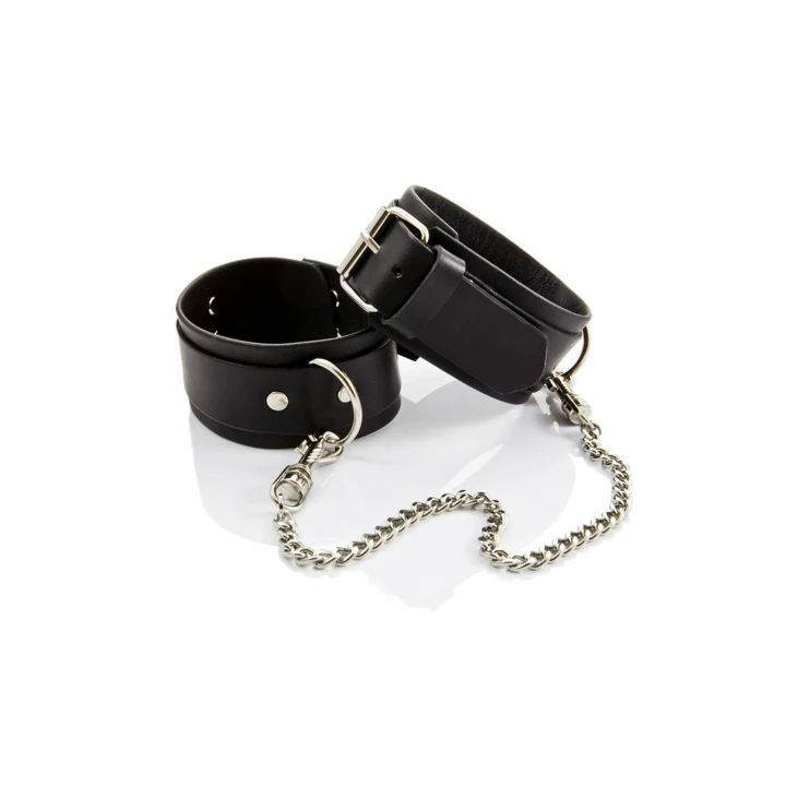 Kajdanki WHIPS męskie na nogi, szerokość 4 cm, regulacja 25-29 cm, skóra naturalna