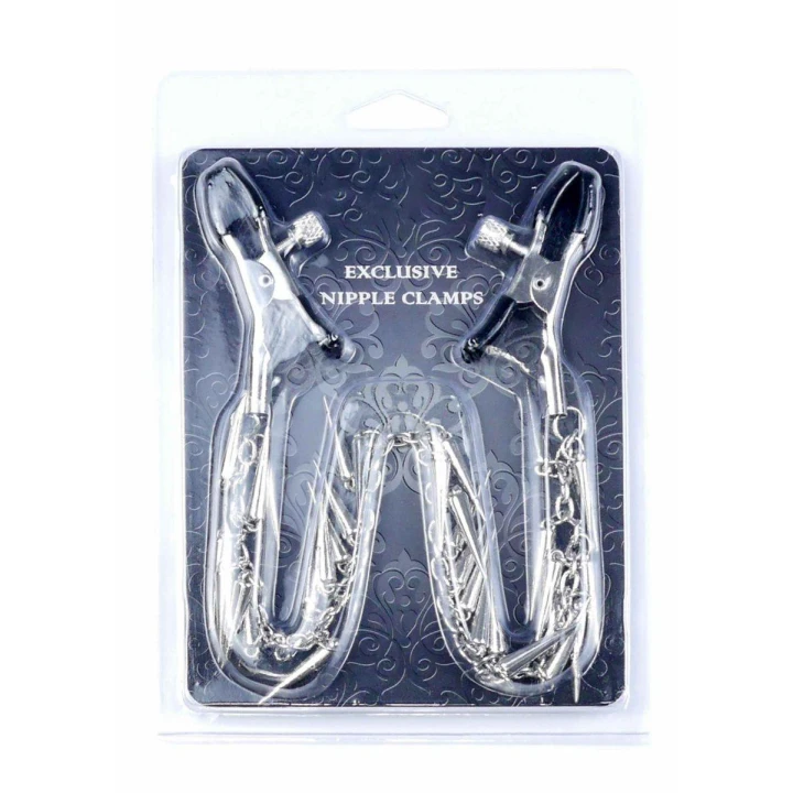 Zaciski do sutków - Stymulator No.10 - regulowana siła, metal i guma, 39,5 cm