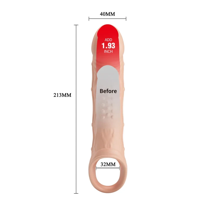 Nakładka na penisa PRETTY LOVE BRAD, wibrująca, z pętlą na jądra, 21,3 cm długości