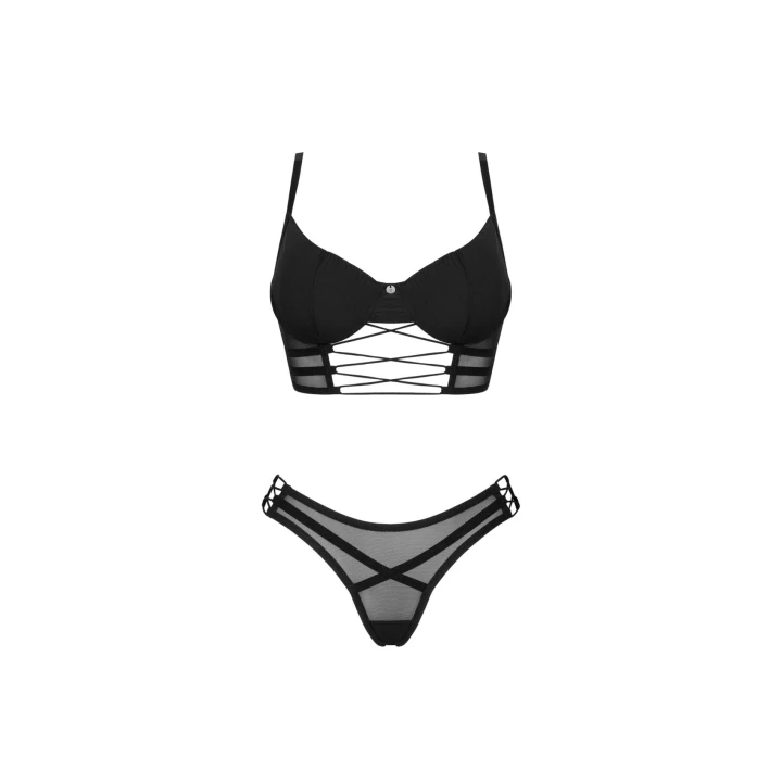 Biustonosz i stringi Roxelia OBSESSIVE, wycięcie na biuście, regulowane ramiączka, XL/2XL