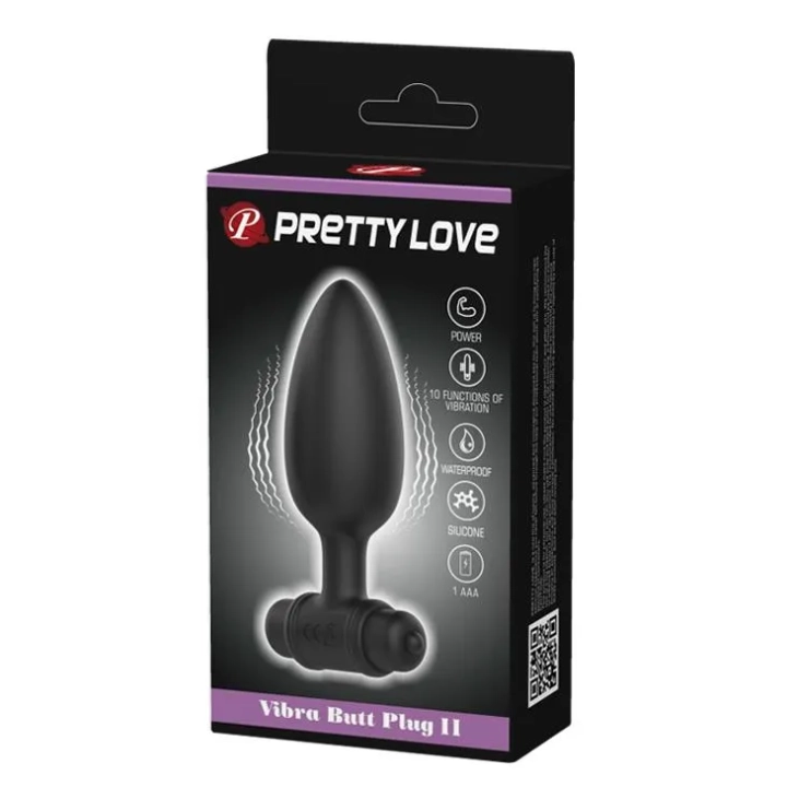 Wibrujący korek analny PRETTY LOVE - 10 funkcji, silikon, ergonomiczny uchwyt