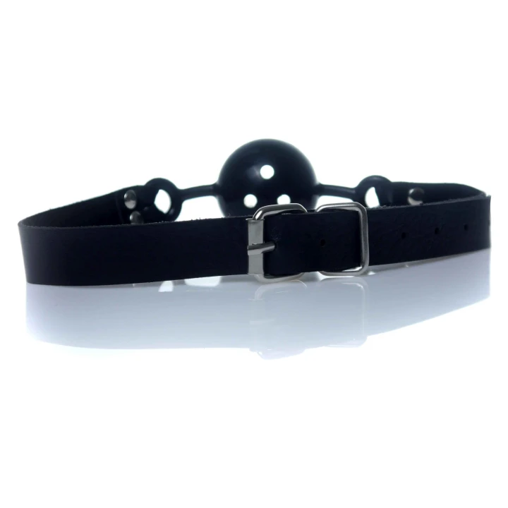 Knebel - Fetish B - 3 otwory do oddychania, regulowany pasek, ekoskóra