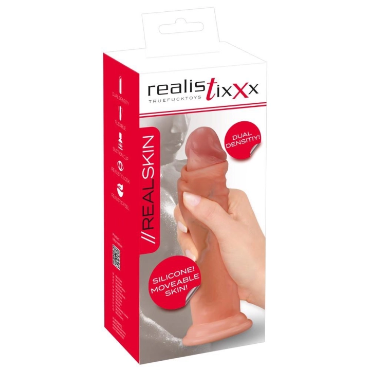 Dildo Realistixxx Moveable Skin, silikon Dual Density, przyssawka