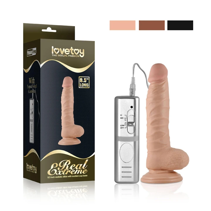 Dildo Love Toy 8,5 cala, 3 prędkości wibracji, realistyczna tekstura