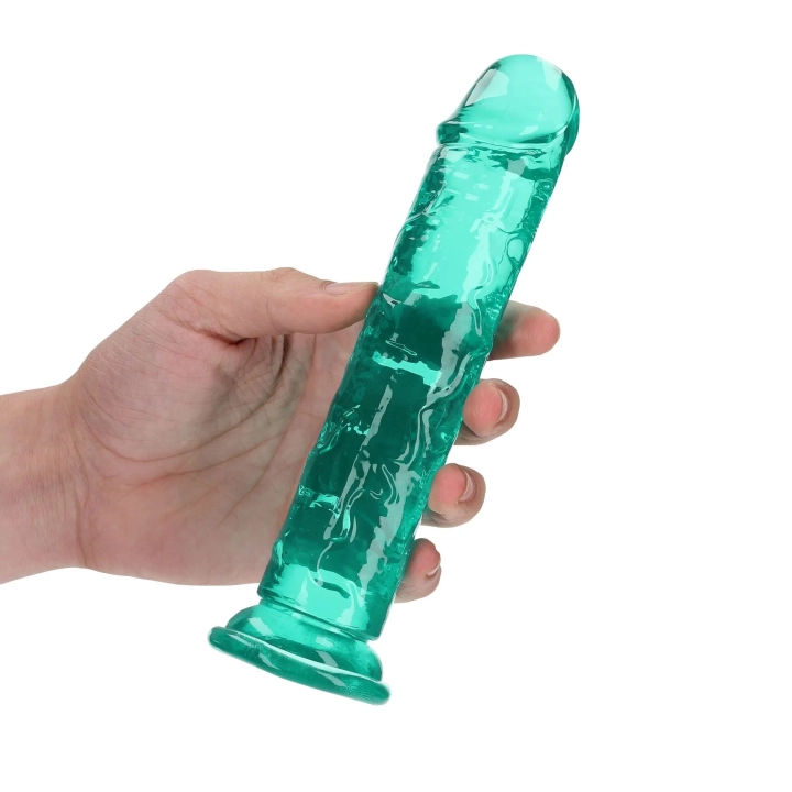 Dildo REALROCK CRYSTAL CLEAR, 7'' / 18 cm, przezroczyste, przyssawka, wodoodporne