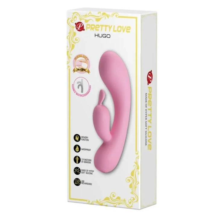 Wibrator - PRETTY LOVE HUGO, 12 funkcji wibracji, silikon, USB, stymulacja G.