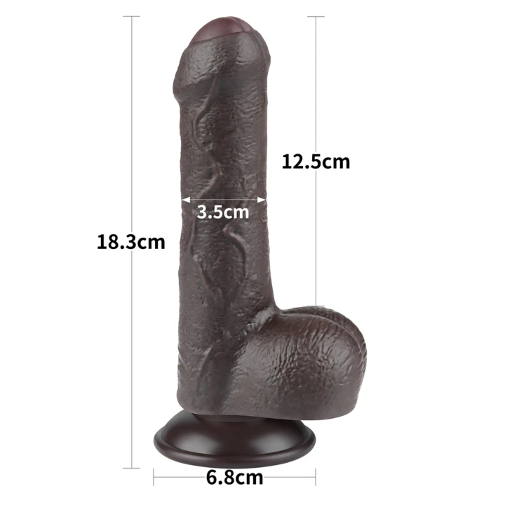 Dildo - Podwójna Warstwa TPE, 7 cali, Elastyczny Kształt, Przyssawka