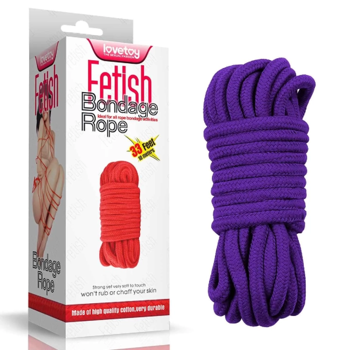 Lina bondage 10m, 8mm grubości, bawełna, kolor purpurowy - dla shibari i przyjemności.