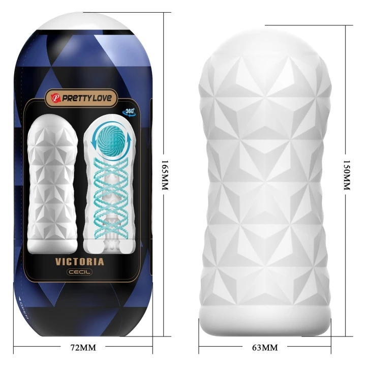 Masturbator, PRETTY LOVE - VICTORIA CECIL, wielokrotnego użytku, TPR/ABS, wirujący