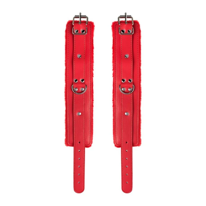 Kajdanki erotyczne Anonymo, skóra naturalna, welurowe wyściełanie, 27 cm