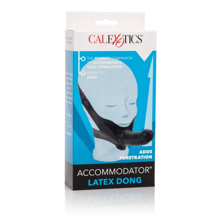 Knebel z dildem latexowym - Wibrujący, 14 cm, 4 cm średnicy