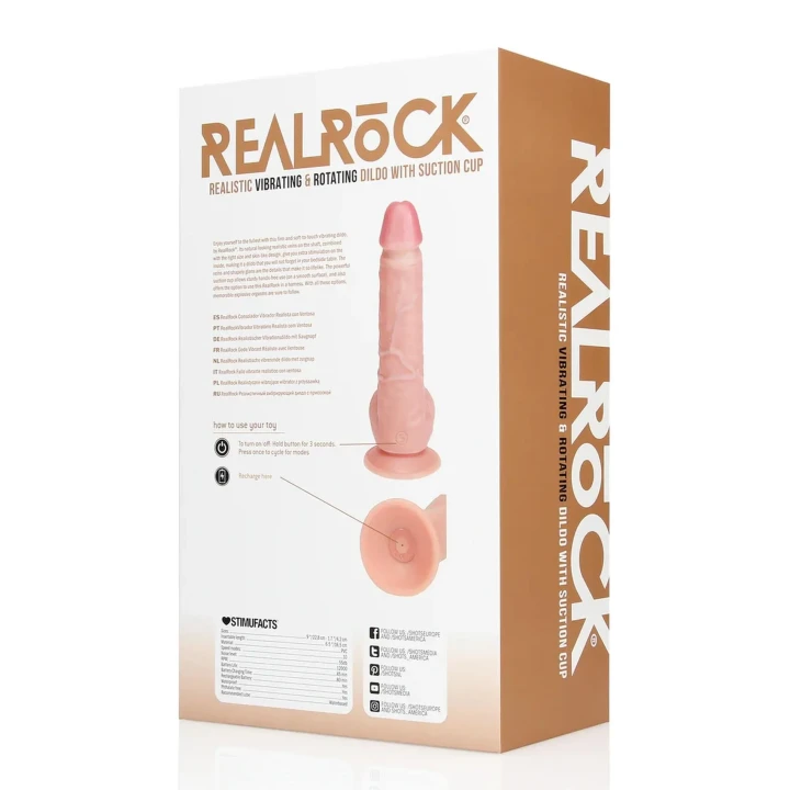 Dildo RealRock® z wibracjami, rotacją i przyssawką - 20,5 cm, realistyczny wygląd