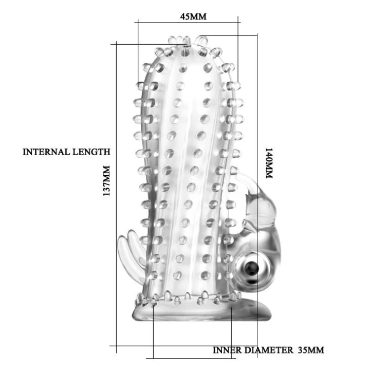 Wibrator na penis BAILE - 14 cm, silikonowy, wodoodporny, z wypustkami stymulującymi