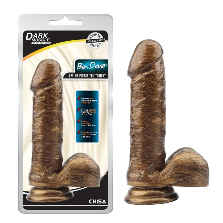 Dildo Ben Dover-Gold - Natural PVC, Długość 19,5 cm, Średnica 4,5 cm, Przyssawka