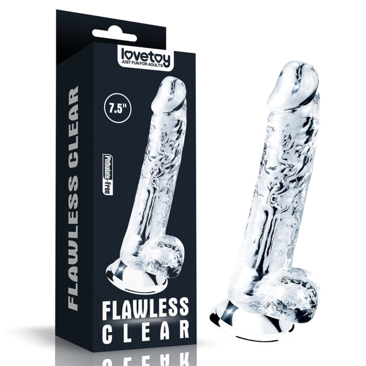 Dildo LOVETOY z TPE, przezroczyste, z przyssawką, 19 cm