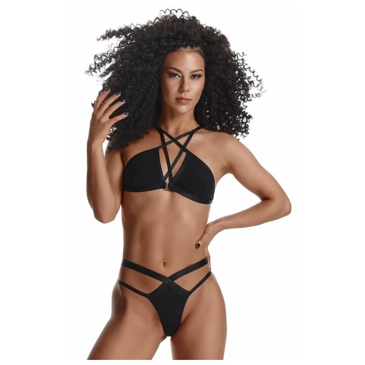Bielizna koronkowa DEMONIQ Kolekcja Lady X Casilda XXL – biustonosz z metalowym zapięciem, stringi