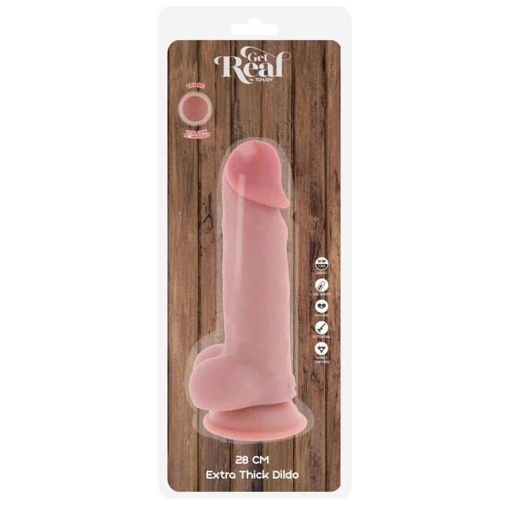 Dildo - TOYJOY Get Real Deluxe, 28 cm, podwójna gęstość, przyssawka