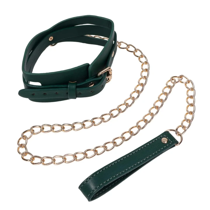 Obroża i Smycz — Indica Cutout — aksamitne wykończenie, złote okucia, regulowana