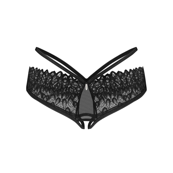 Figi otwarte OBSESSIVE Donarella - czarne, koronkowe, elastyczny materiał, rozmiar XL/2XL