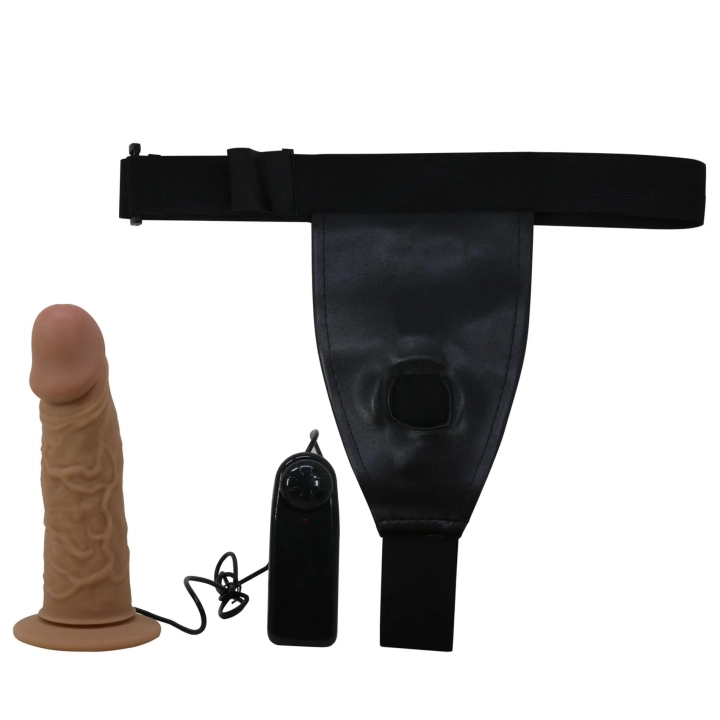 Dildo Draven Strap-On PRETTY LOVE, 6,8'' z regulowaną uprzężą, silikon, wibracje wieloprędkościowe