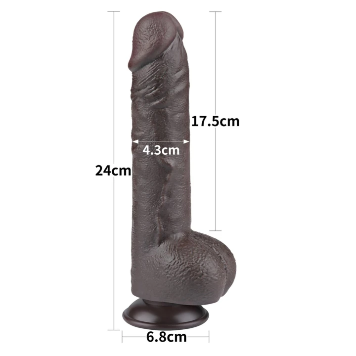 Dildo Realistyczny 9,5'' z Podwójną Gęstością TPE, Doskonała Przyssawka, Elastyczny Kształt