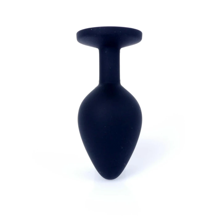Korek analny (plug) MyLove Toys – silikonowy czarny, średni, diamentowa podstawa