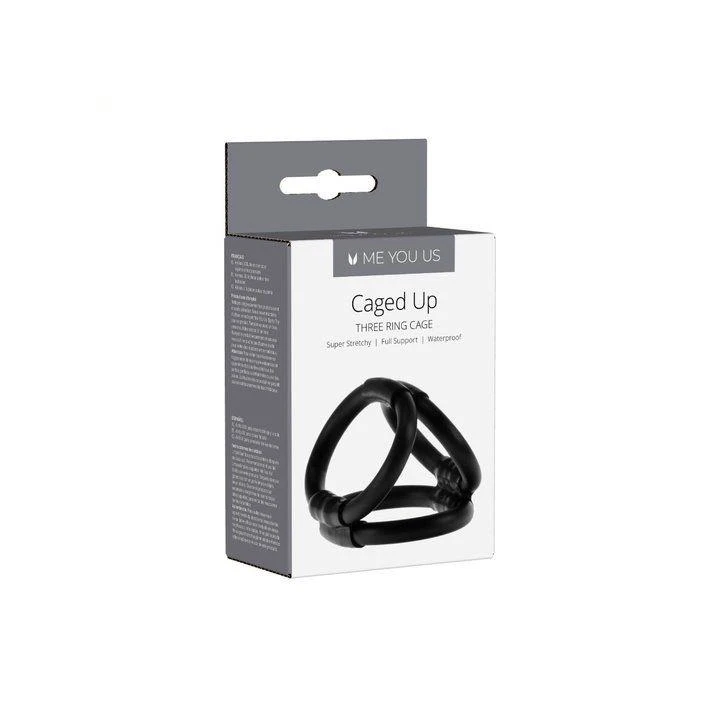 Pierścień erekcyjny Me You Us, caged, czarny, materiał TPE, wydłużający orgazm