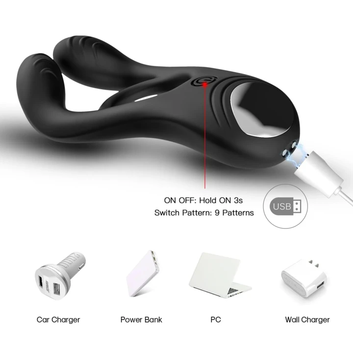 Pierścień wibracyjny Veyron, 3 silniki, 9 trybów wibracji, silikon medyczny