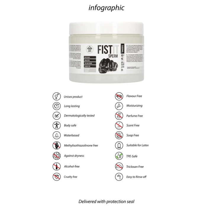 Lubrykant wodny Fist It - 500 ml, lekka formuła, kompatybilny z prezerwatywami latexowymi