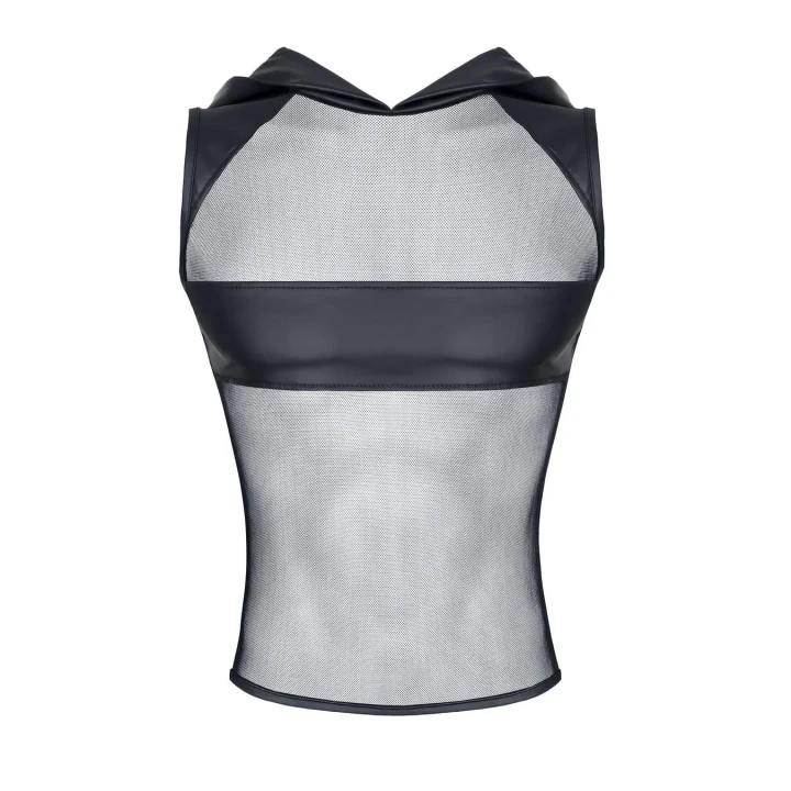 Koszulka męska bez rękawów z kapturem REGNES FETISH PLANET, elastyczna, kreatywna, fetishowa