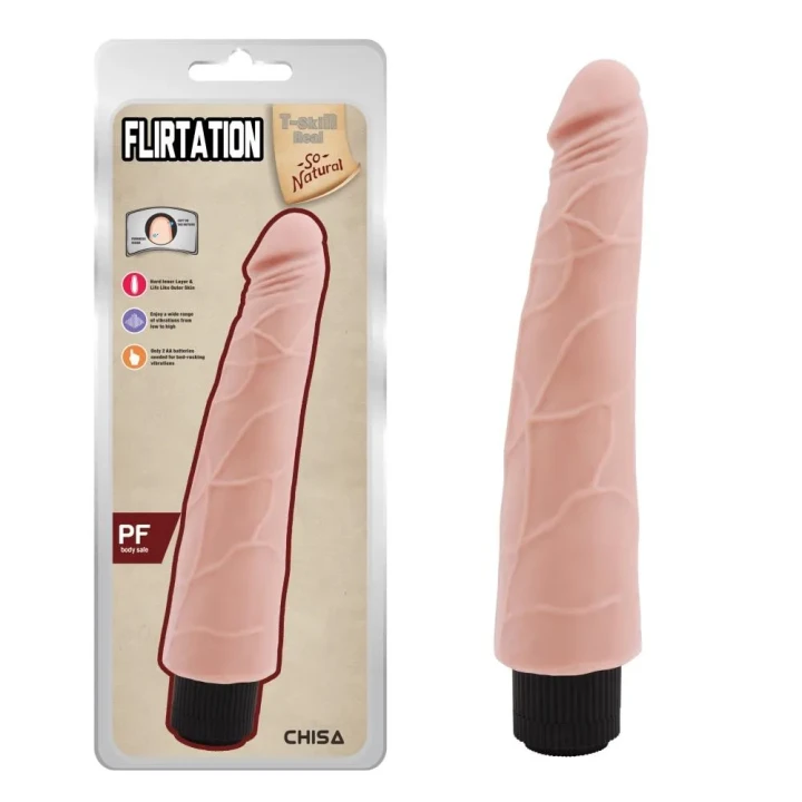 Wibrator T-skin ReaL Flirtation Flesh, TPE, 24 cm, regulacja intensywności wibracji