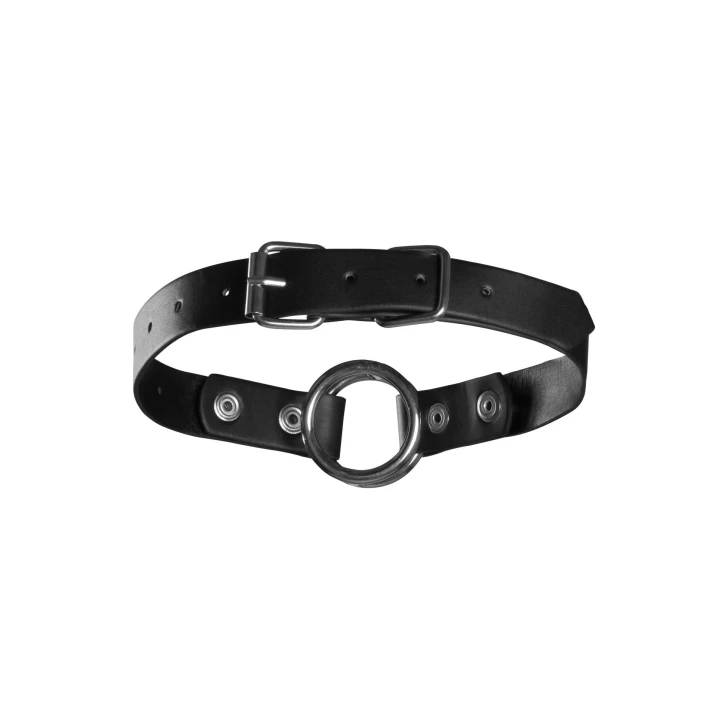 Knebel ustny - Regulowany, wykonany z wysokiej jakości skóry PU, stalowe pierścienie