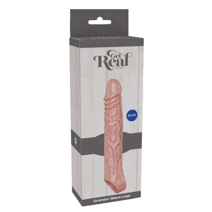 Nakładka erekcyjna ToyJoy Get Real – Duża, długość 19 cm, średnica 3,5 cm, TPE