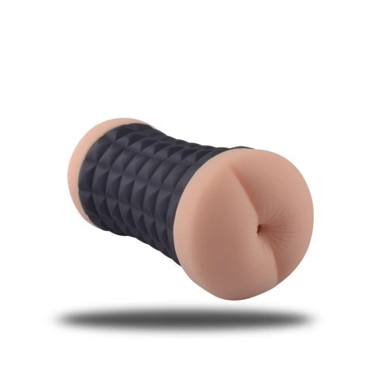 Masturbator - Doppio, 15 cm długości, symulacja pochwy i odbytu, czarny silikon