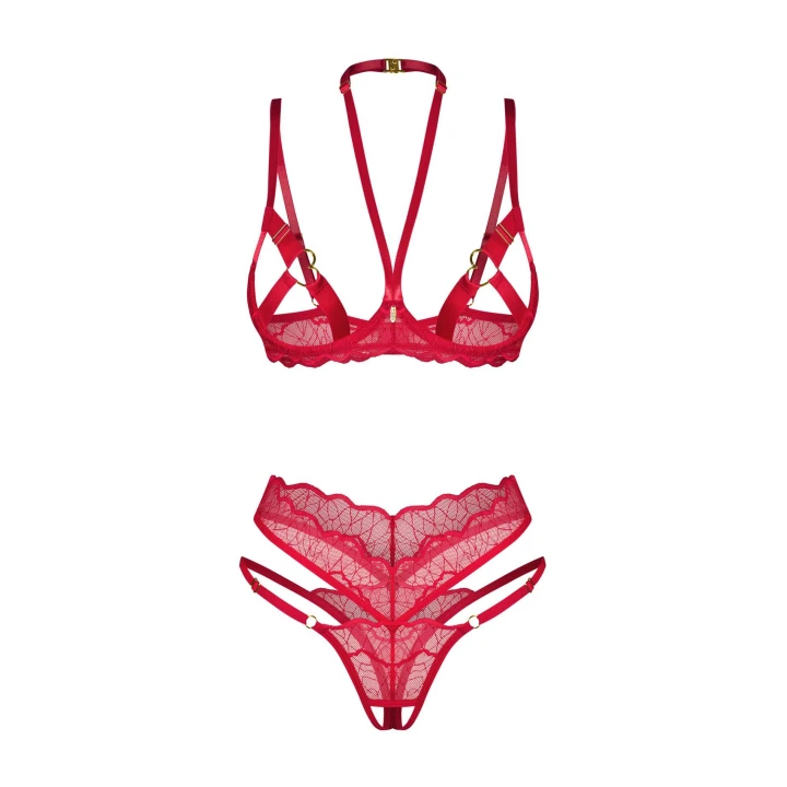 Bielizna otwarta OBSESSIVE Cupide Desir L/XL - biustonosz z regulowanymi ramiączkami, koronkowe detale