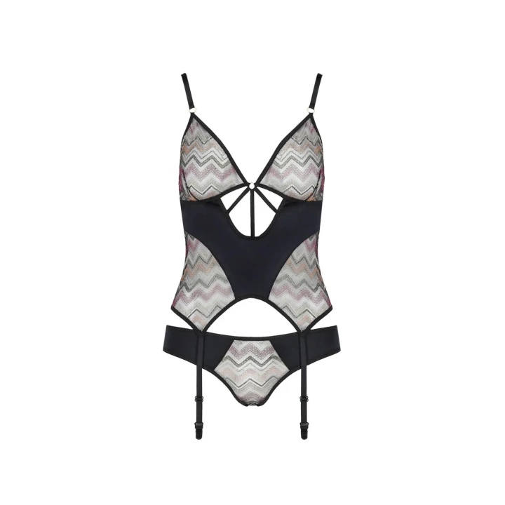 Gorset CASMIR Lagerta czarny S/M, elegancki, głęboki dekolt, Oeko-Tex