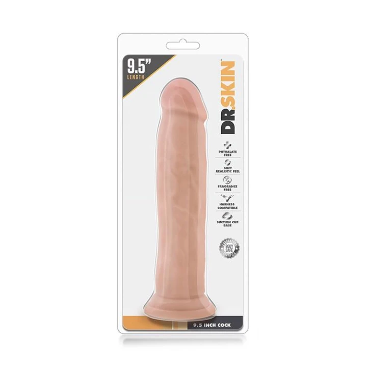 Dildo DR. SKIN, 9.5 cala, realistyczna tekstura, przyssawka, PVC